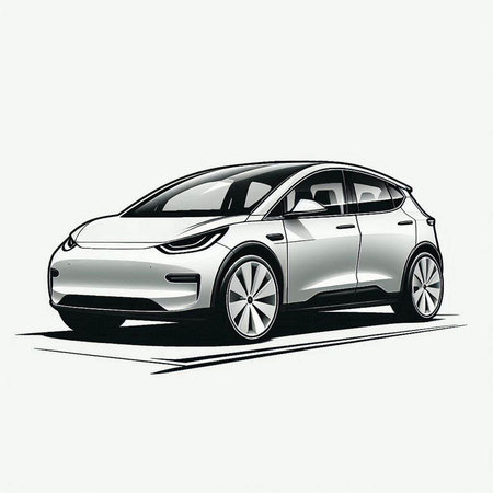 Sketch of a car on a white background. Vector illustration