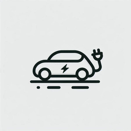 Electric car icon, vector illustration. Flat design style, outline.