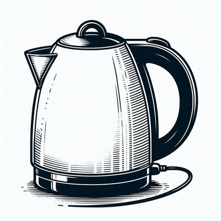 Vector illustration of a kettles in engraving style.の写真素材