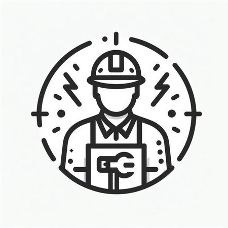 Engineer icon in line style on white background, vector illustration.の写真素材