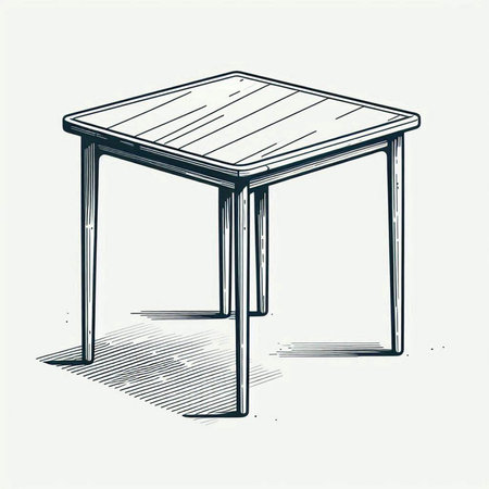 Sketch of a table on a white background. Vector illustration
