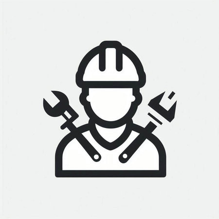 Construction worker icon in trendy flat style isolated on grey background. Vector illustration.の写真素材