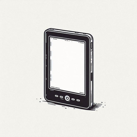 Smartphone with blank screen. Hand drawn illustration. Vector illustration.
