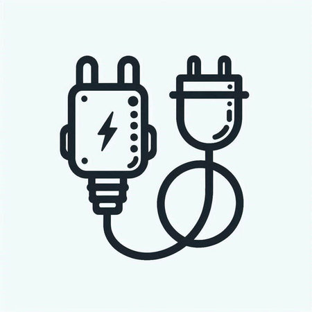 Electric plug vector icon. Black illustration isolated on light background for graphic and web...