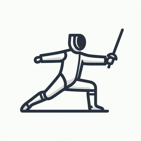 Fencing icon. Silhouette of fencing athlete. Vector illustration