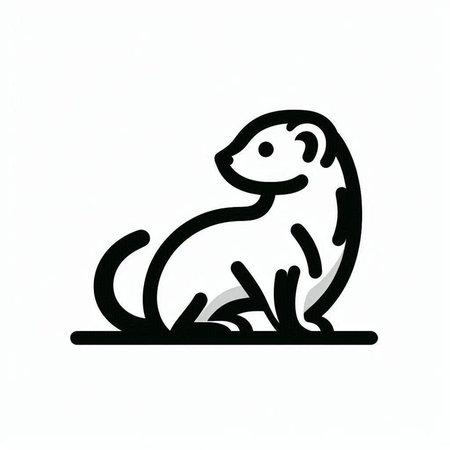 Silhouette of a ferret on a white background. Vector illustration