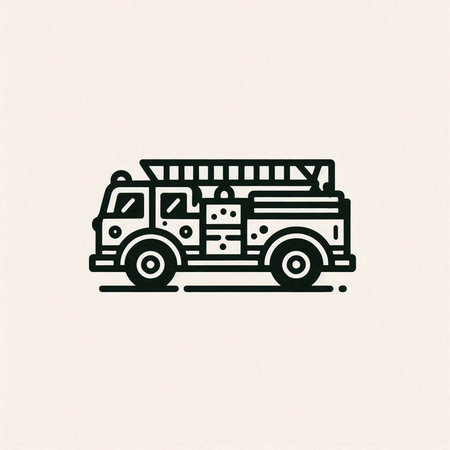 Fire truck icon. Vector illustration of a firetruck on a white background.