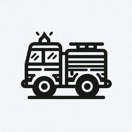 Fire truck icon, vector illustration. Flat design style. Black on white.