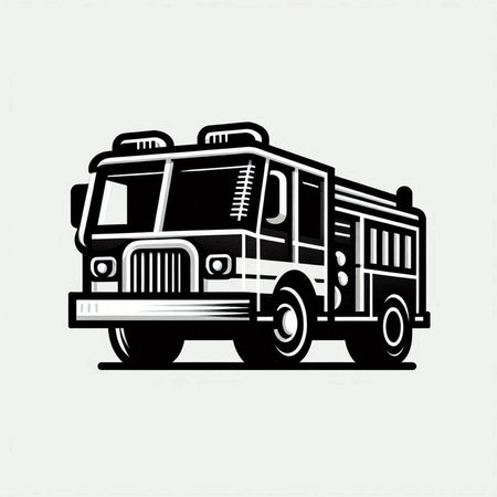 Fire truck icon isolated on white background. Vector illustration. Eps 10.