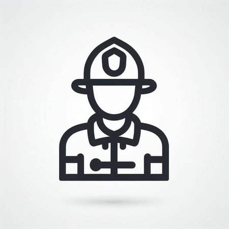 Fireman icon. Outline fireman vector icon for web and mobileの写真素材