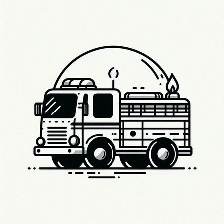 Fire truck vector illustration, fire truck icon, fire truck vector logo