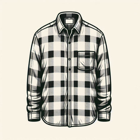 Vector illustration of a men's shirt in a checkered pattern
