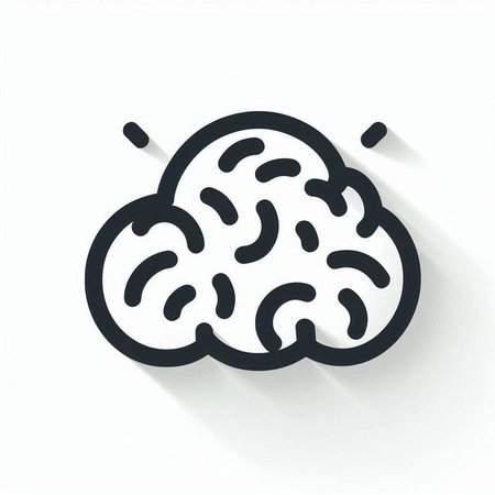 Brain icon, vector illustration. Flat design style. Black on white.