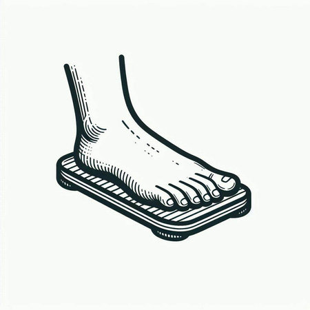 Foot massage concept. Vector illustration of human foot on massage mat.