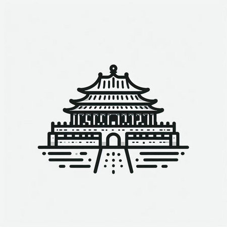 Temple of Heaven line art vector logo design. Travel and tourism icon.の写真素材