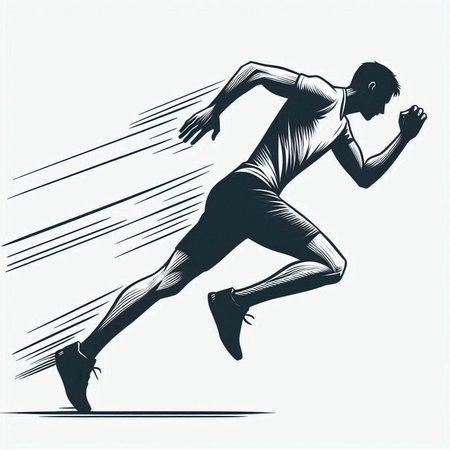 Running man. Hand drawn vector illustration. Sport and fitness concept.