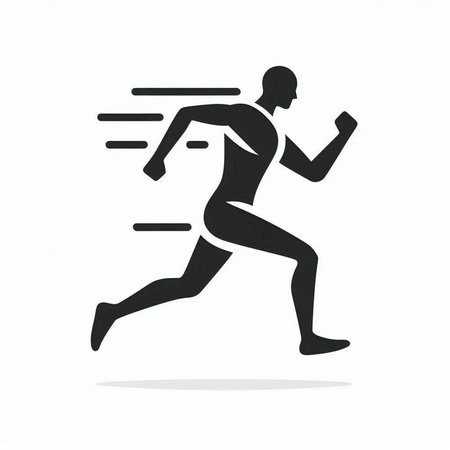 Running man icon, vector illustration on white background. Running man silhouette.の写真素材