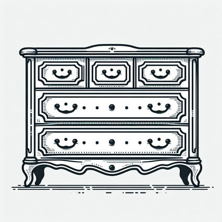 Vintage cabinet with drawers and drawers. Vector illustration.の写真素材