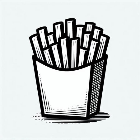 French fries, hand drawn vector illustration in vintage engraving style
