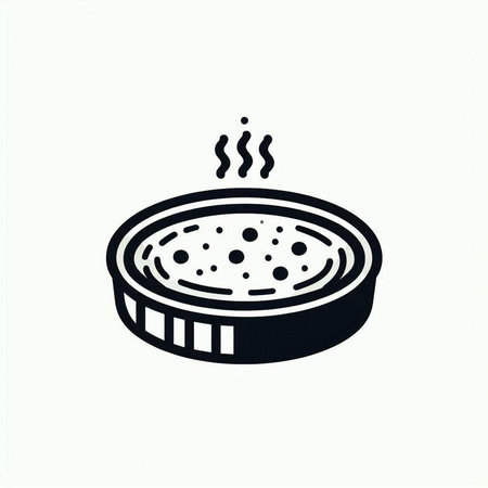 Bowl of hot soup on a white background. Vector illustration.