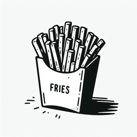 French fries in a paper box. Fast food. Vector illustration.