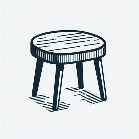 Wooden stool. Vector illustration. Isolated on white background.