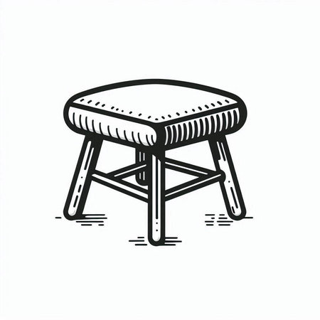 Hand drawn stool. Isolated on white background. Vector illustration.