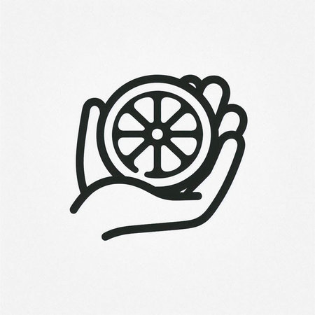 Lemon in hand icon on the white background. Vector illustration.の写真素材