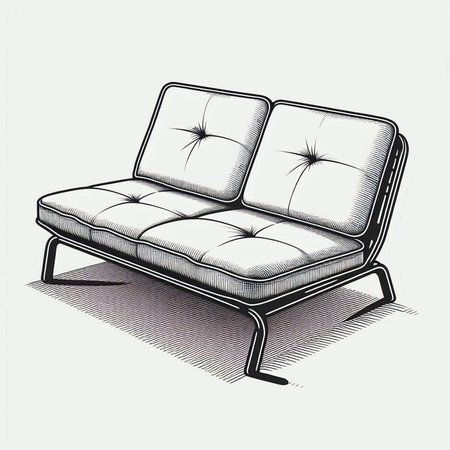 Sofa in sketch style on white background. Vector illustration.の写真素材