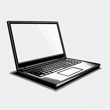Laptop computer with blank screen isolated on white background. Vector illustration.