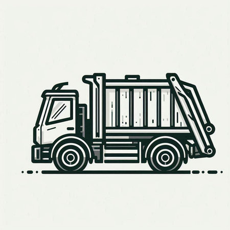 Vector image of a garbage truck. Design element for logo, label, sign, poster.