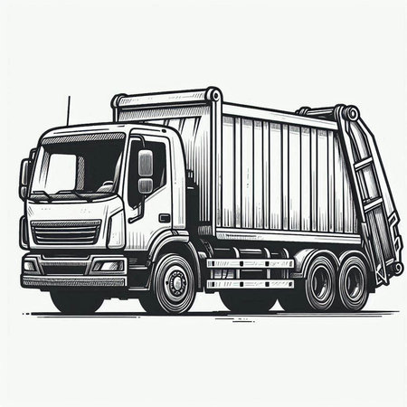 Truck with cargo. Vector illustration in monochrome style.の写真素材
