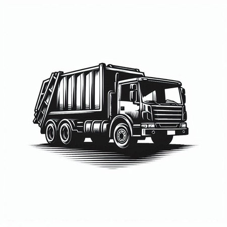 Truck with a dump truck. Vector illustration on white background.の写真素材