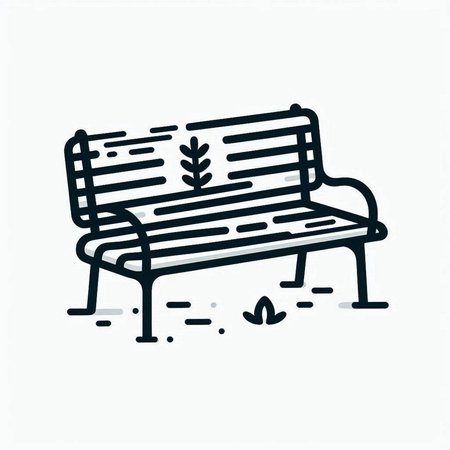 Park bench line icon. Outline vector illustration isolated on white background.の写真素材