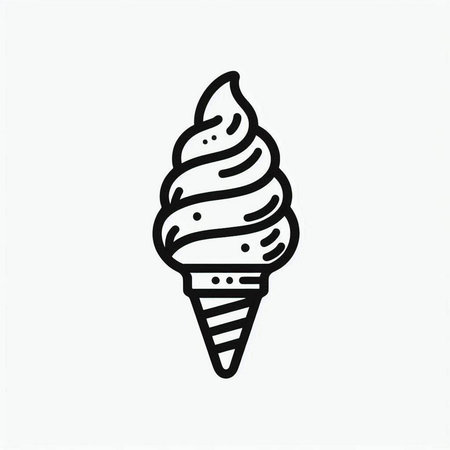 Ice cream icon in doodle style isolated on white background. Vector illustration.の写真素材