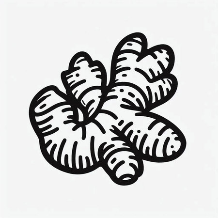 Ginger root. Hand drawn doodle vector illustration isolated on white background.