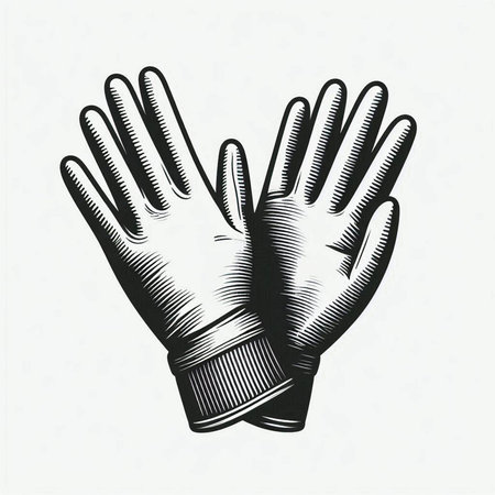 Hand drawn vector illustration of protective gloves. Isolated on white background.