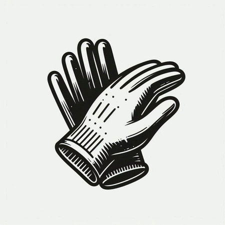 Hand drawn protective gloves. Vector illustration. Isolated on white background.