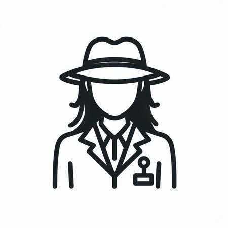 Detective icon. Hand drawn vector illustration. Outline style.