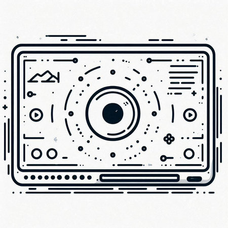 Videocamera icon in line style on white background. Vector illustration.