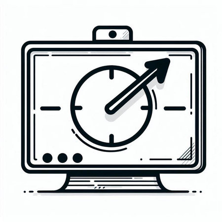 Time management icon, vector illustration. Clock and watch on screen.