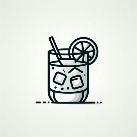 Cocktail icon in outline style. Hand drawn vector illustration.の写真素材