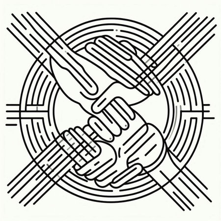 Handshake icon, vector illustration in line art style. Handshake symbol.