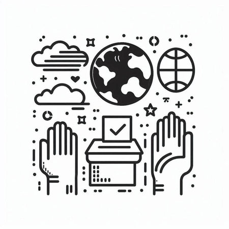 Election concept. Hand drawn doodle icon set. Vector illustration