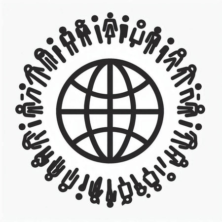 Black and white international community logo, emblem or logotype. International community logotype.