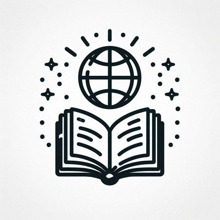 Globe and open book icon on a white background. Vector illustrationの写真素材