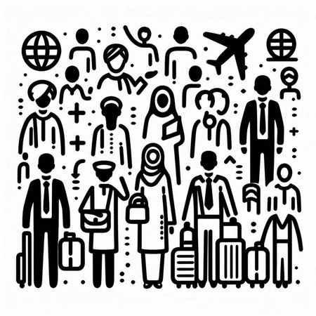 Hand drawn doodle of people around the world. Vector illustrationの写真素材