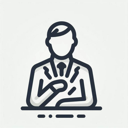 Businessman icon. Vector illustration in thin line style on white background.の写真素材