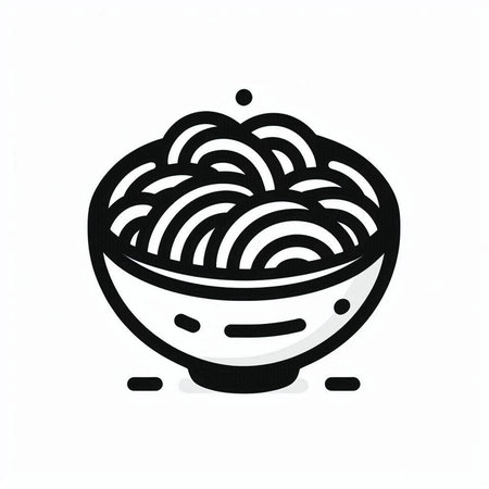 Bowl of noodle icon isolated on white background. Vector illustration.の写真素材