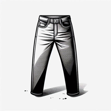 Vector illustration of a man's pants in black and white colors.